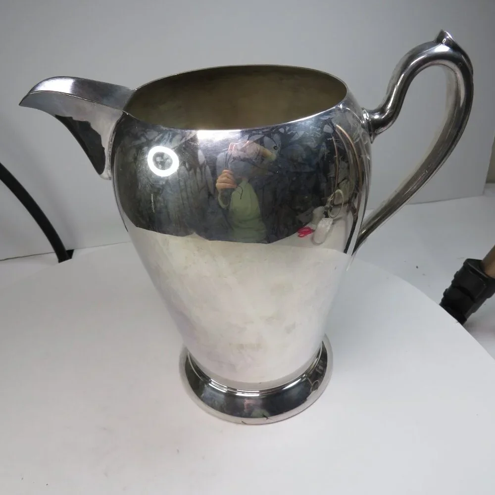 Water Pitcher Silver Plated by Academy w Daffodil Flowers FOOD SAFE